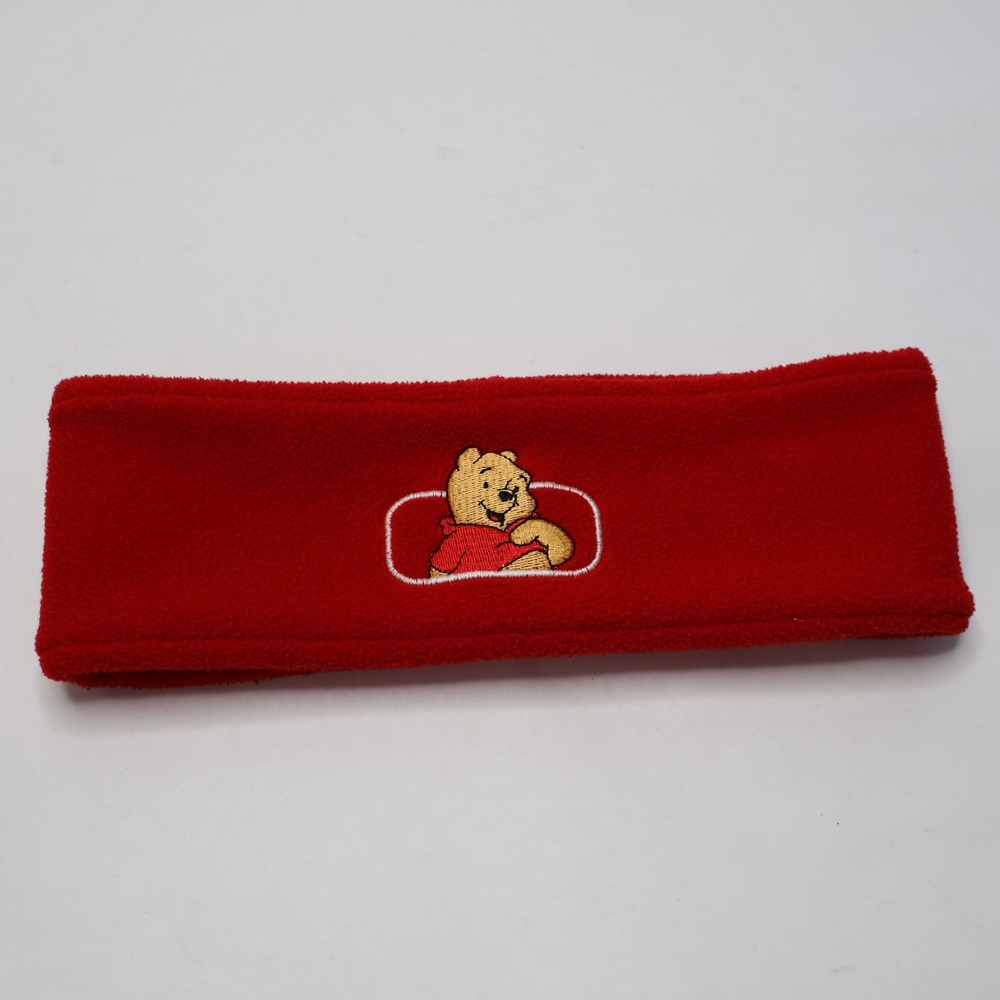 VTG 90s Disney Winnie the Pooh Red Fleece Headband Ear Warmer Kid Core Retro